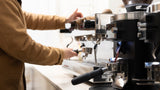 Grind-by-Sync grinder with espresso machine
