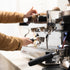 Grind-by-Sync grinder with espresso machine